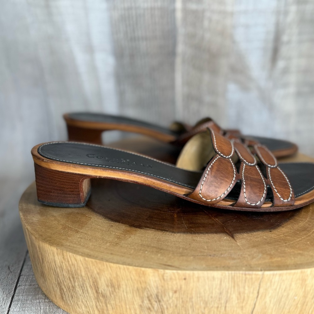 Cole Haan Tan Leather Slide Sandals